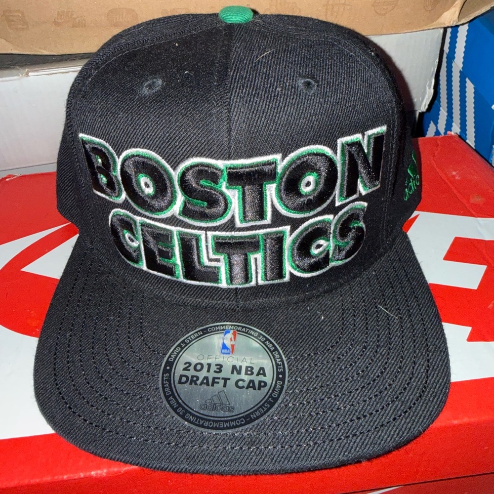 adidas Black Boston Celtics Snapback Hat with Green Accents